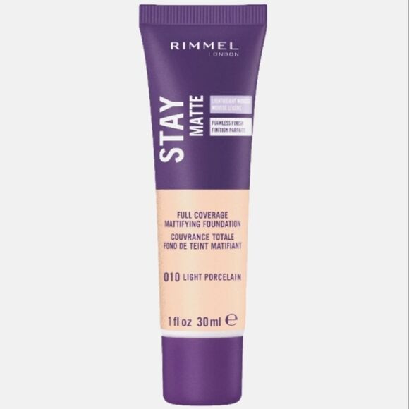 Rimmel London stay matte full coverage Foundation 010 light porcelain new makeup - Picture 2 of 9
